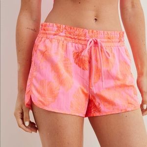 NWT Aerie Palm Leaf Neon Pink Running Shorts
